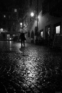 Schneeregen in der Stadt